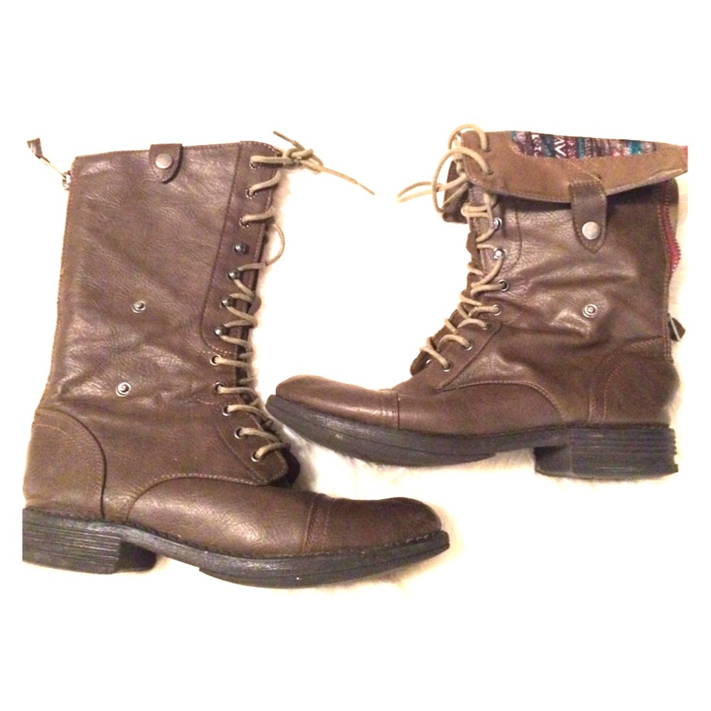 Mid calf lace up boots