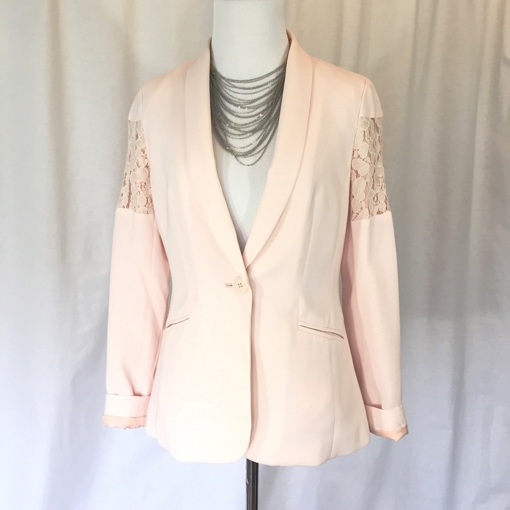 Laundry by Shelli Segal // Blush Lace Inset Blazer