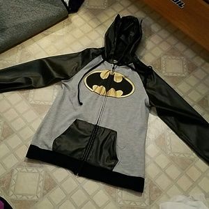 Faux leather batman hoodie