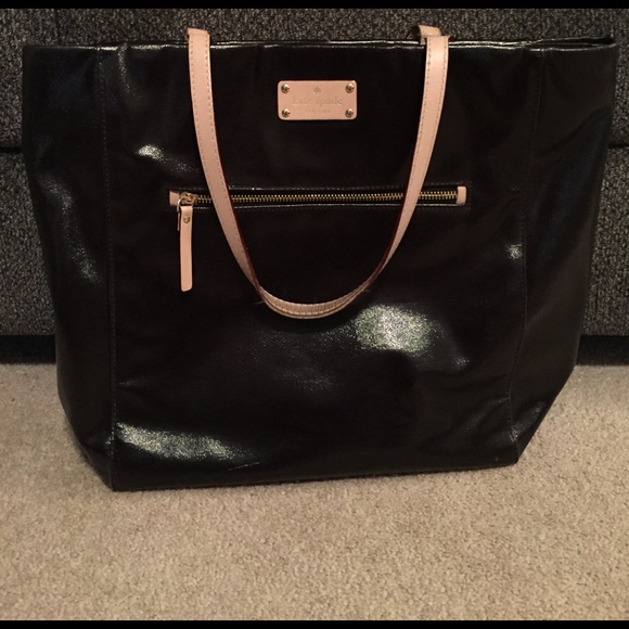 kate spade black patent leather tote