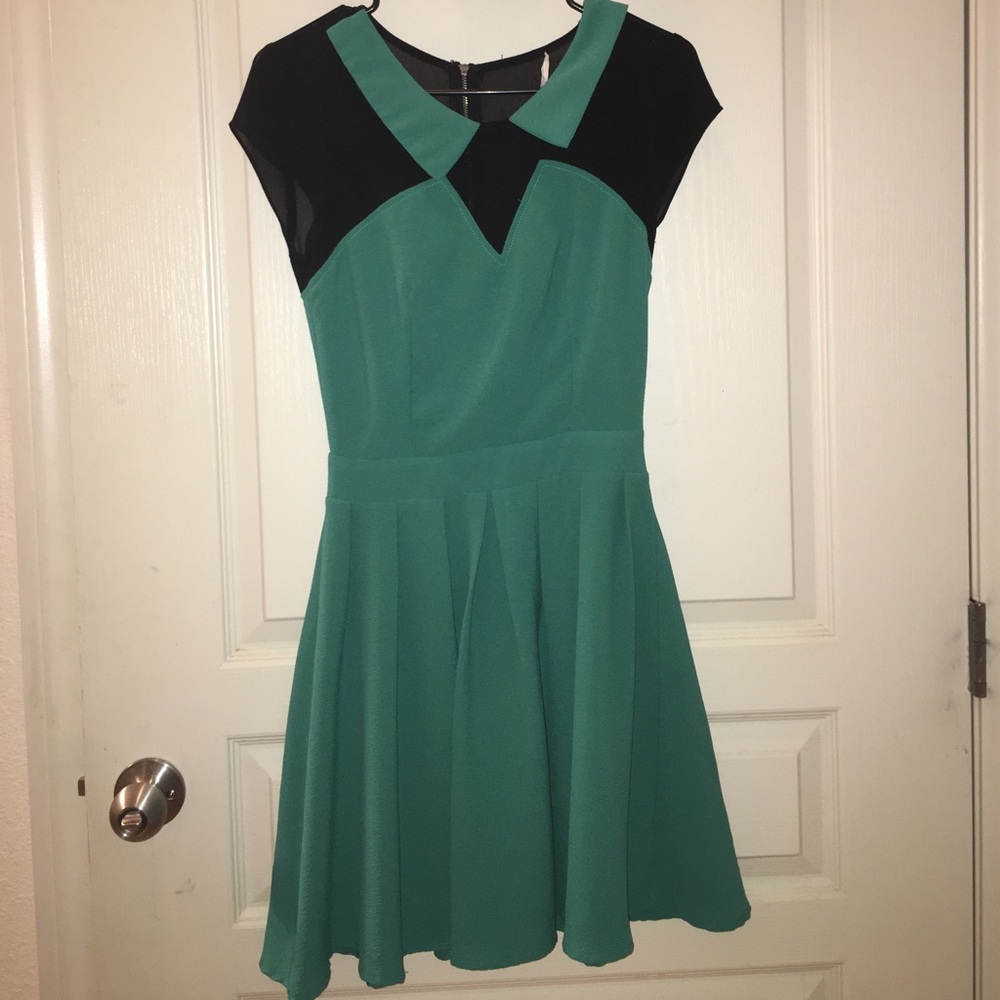 Teal and black dress