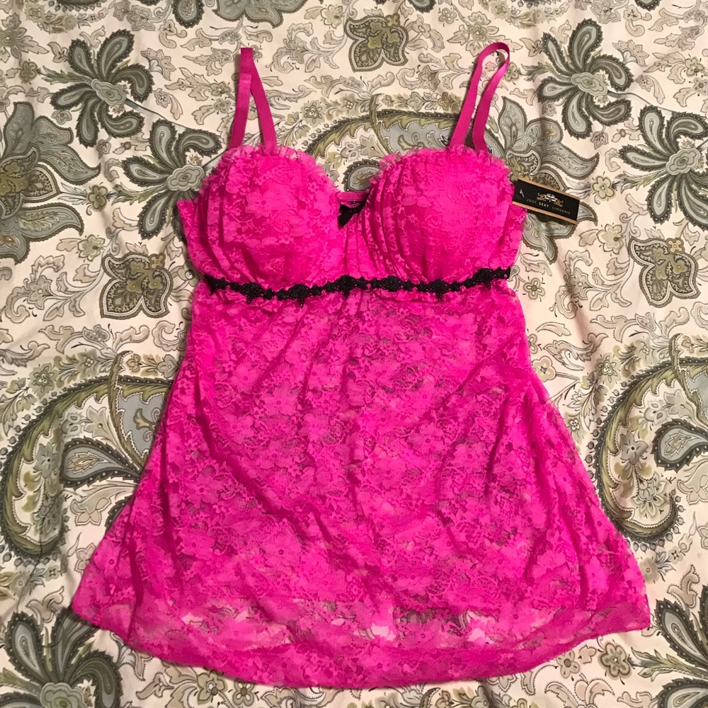 Hot pink lace chemise