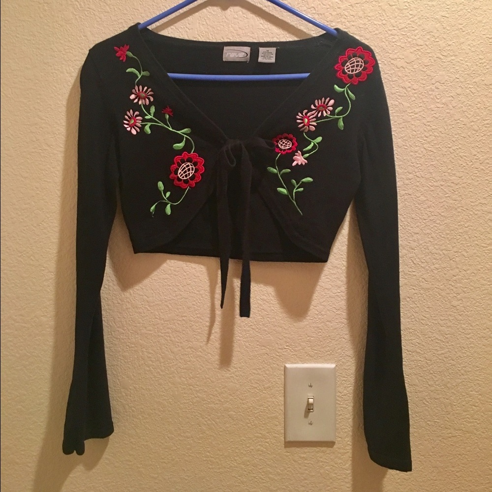 Black embroidered shrug jacket
