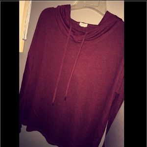 Maroon thin top with hood