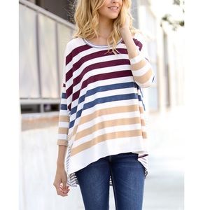 Bellanblue Tops - 🆕CHARLIZE 3/4 sleeve striped top - WINE Bellanblue Tops - 🆕CHARLIZE 3/4 sleeve striped top - WINE