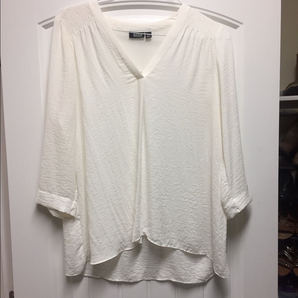 Sheer cream tunic top
