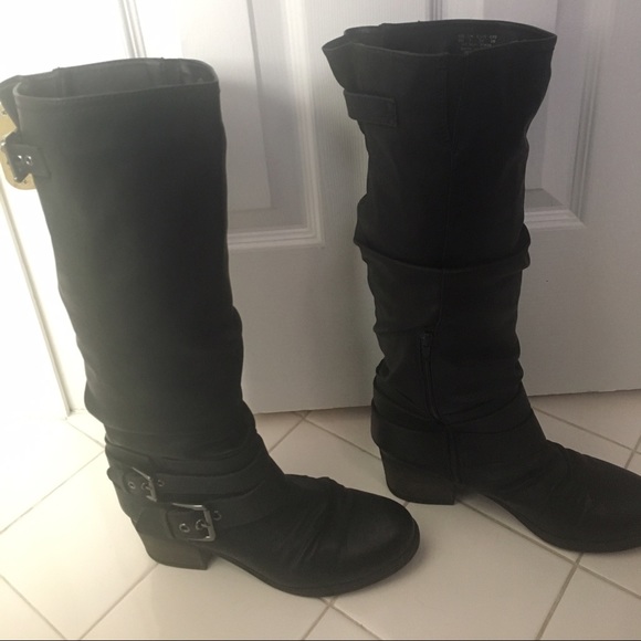 Carlos Santana Shoes Carlos Santana Black Vegan Leather Tall Boots Sz 9 Poshmark