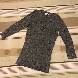 BRAND NEW Grey Sweater with Lace Up Front