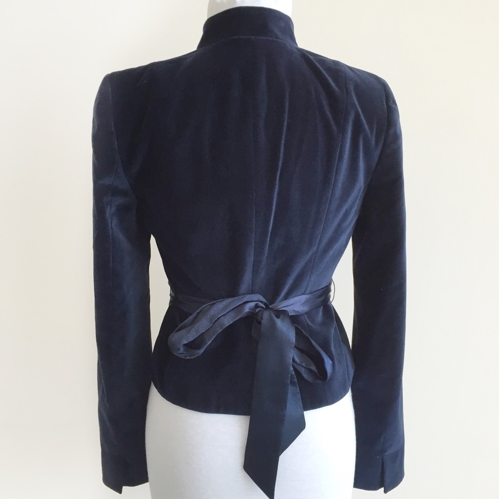 ✨sold✨club monaco • navy velvet beaded belt blazer - Picture 3 of 8