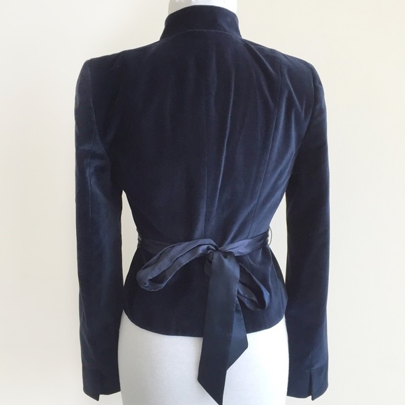 ✨sold✨club monaco • navy velvet beaded belt blazer - Picture 3 of 8