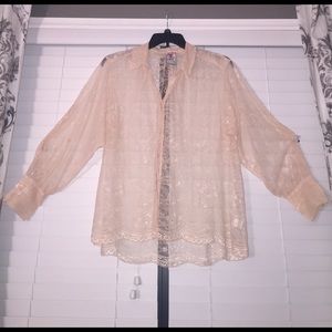 Lace Button Down Shirt