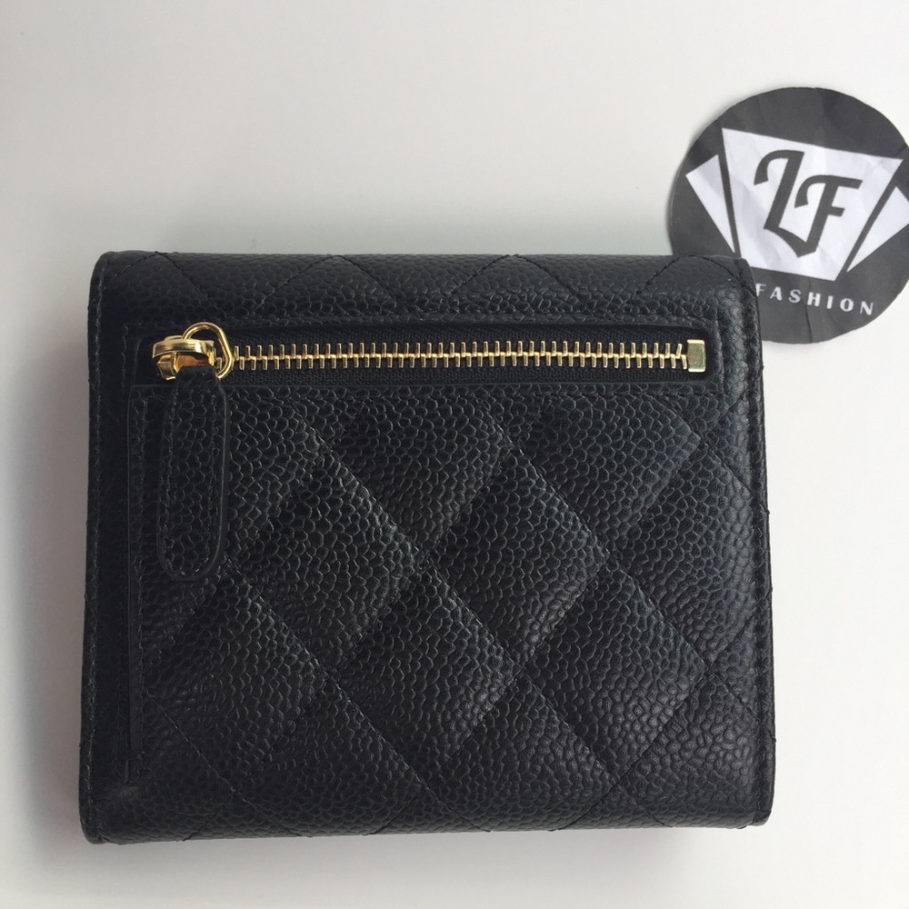Chanel Classic Square Trifold Wallet Black Caviar - Picture 2 of 4