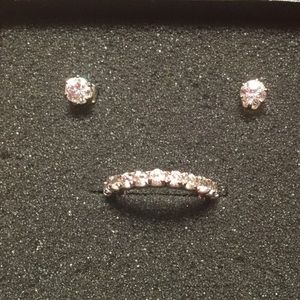 Faux diamond earrings & faux diamond wedding band