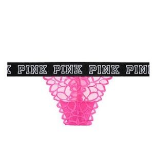 BNWT VS Pink Logo Lace thong