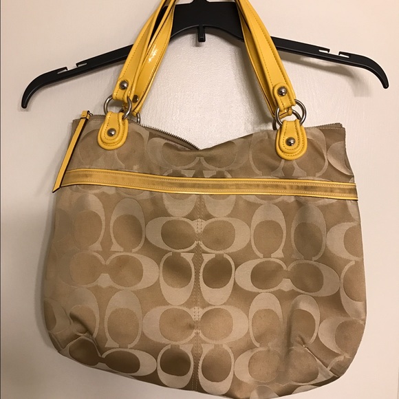 Coach Handbags - Authentic Tan & Yellow Coach Purse.