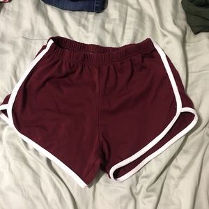 Burgandy gym shorts