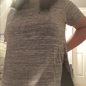 Gray and white fabric mix T-shirt