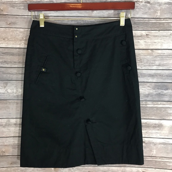 Anthropologie Dresses & Skirts - Leifsdottir Skirt Size 6 Black Buttons Knee Length