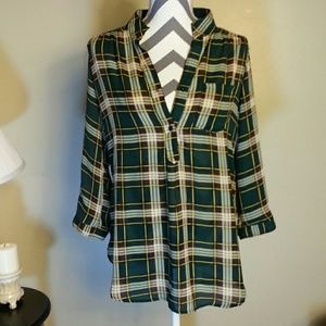 Plaid semi sheer tunic