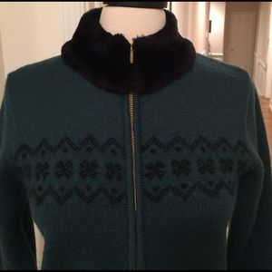 Black and Emerald Green Wool Sweater
