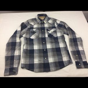 Hollister Mens Blue Plaid Western Shirt Sz Large