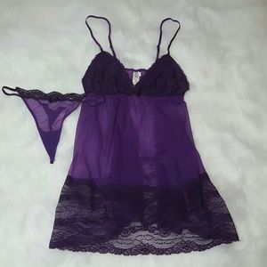 Vibrant purple babydoll g-string