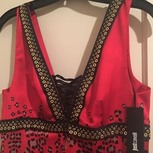 Just cavalli red animal print dress