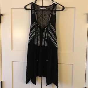 Maurice's Size 1 Black Embroidered Racerback Tank