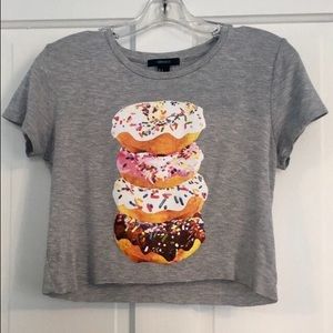 Forever21 Donut Print crop top GREY