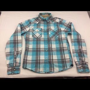 Hollister Men's Blue Plaid Western Shirt Sz Large