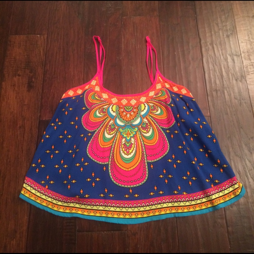 Flying Tomato Cobalt Scalloped Print Tank
