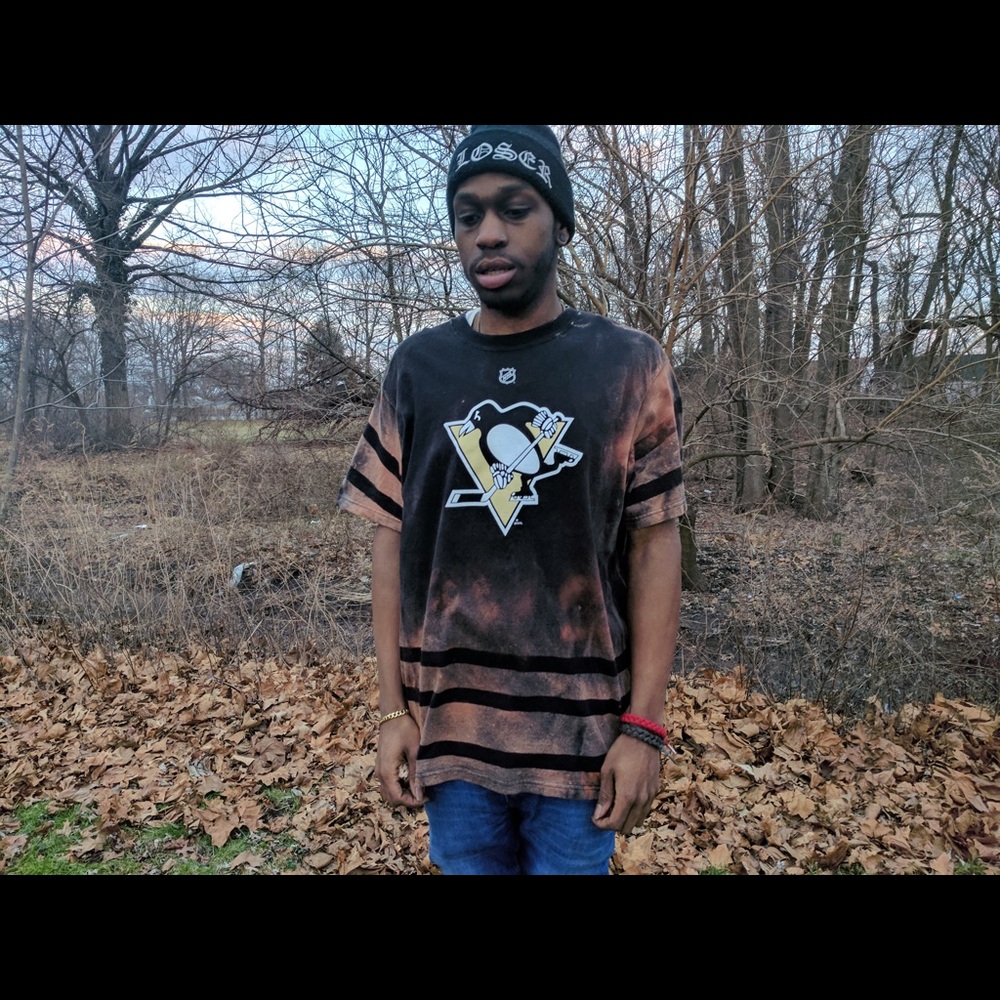 Acid washed stripe front and back handmade