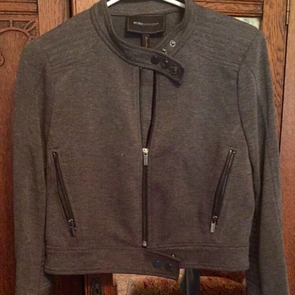 BCBG dark grey moto jacket size medium