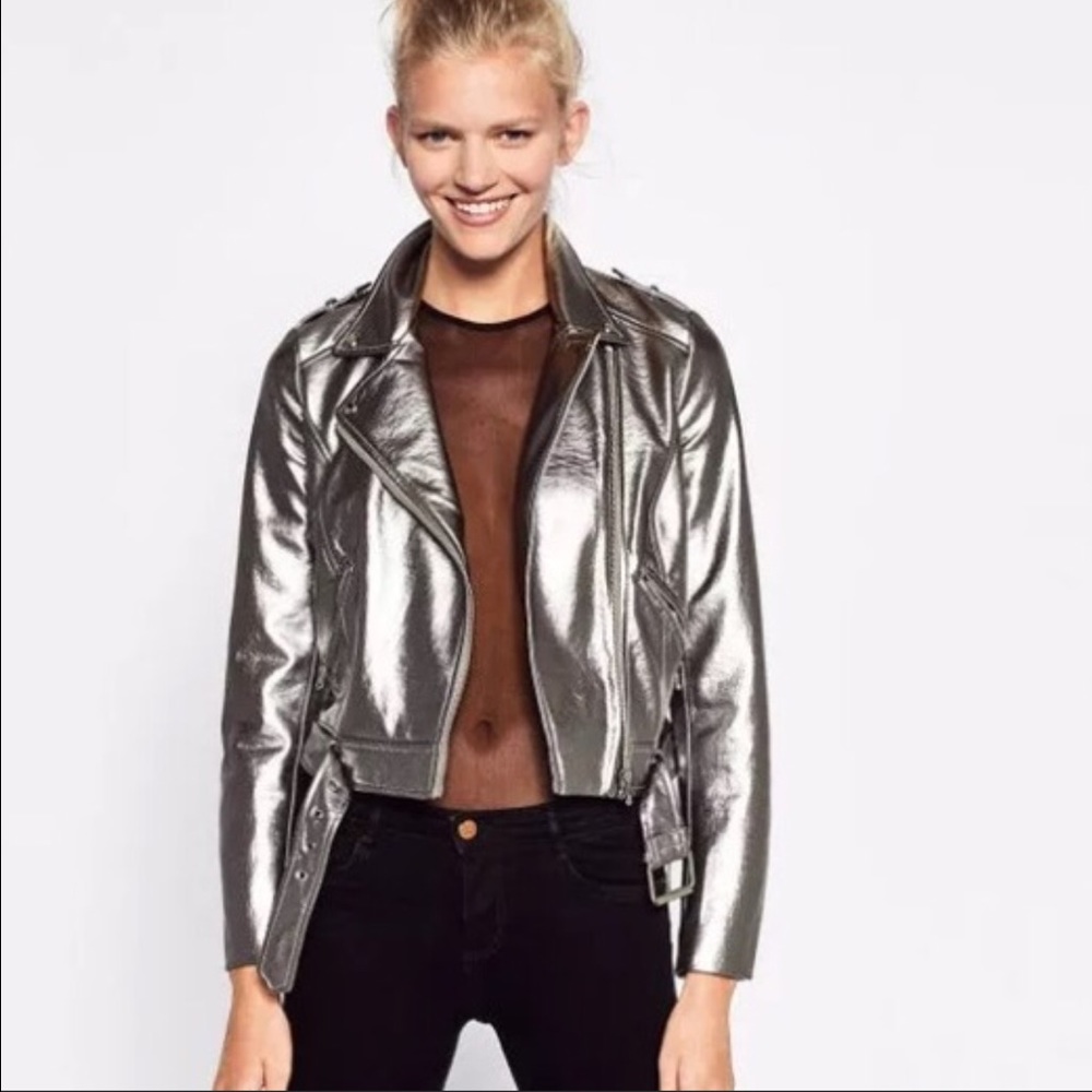 NWT metallic Zara moto jacket