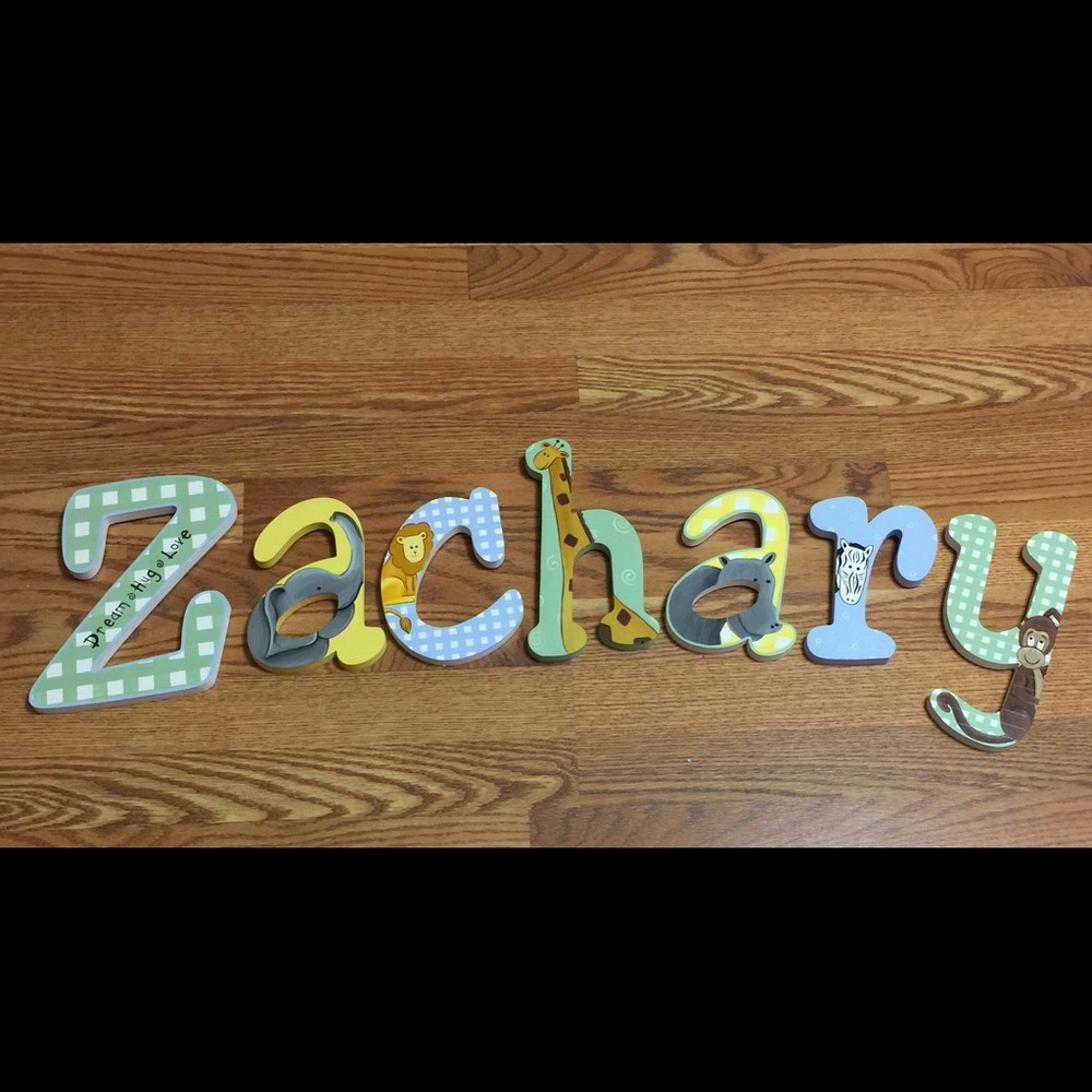 Wooden Jungle Animal Hanging Letters