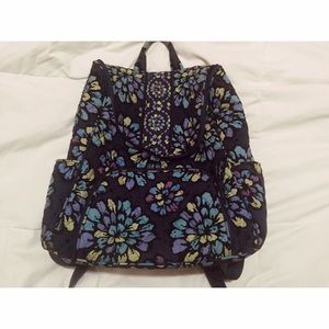 Indigo Pop Vera Bradley Double Zipper Backpack