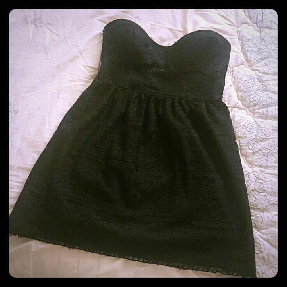Zara TRF Black Eyelet LBD