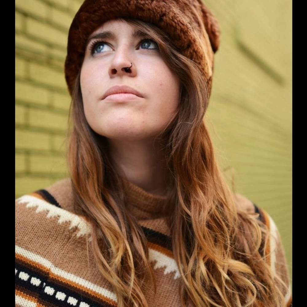 Vintage wool mock neck lama poncho