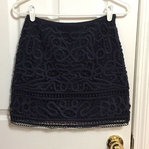 Club Monaco Crocheted Skirt Navy