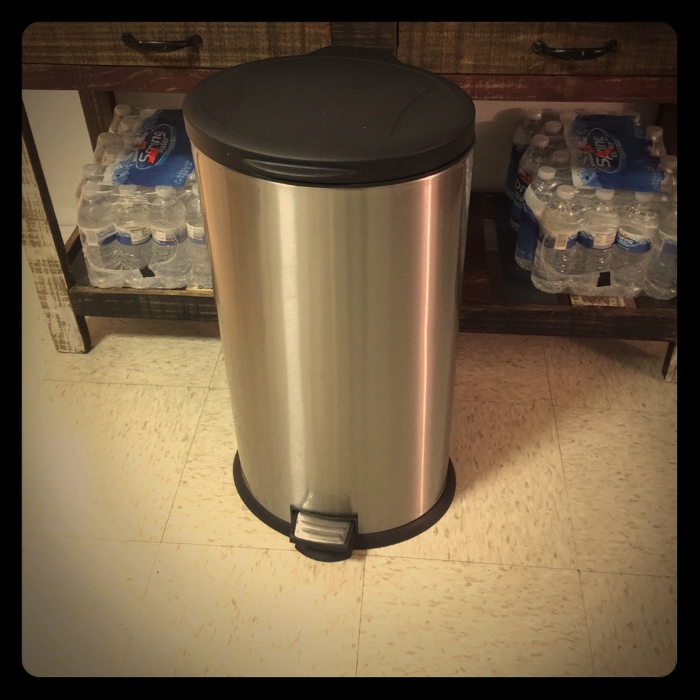 Stainless steel pedal push garbage can