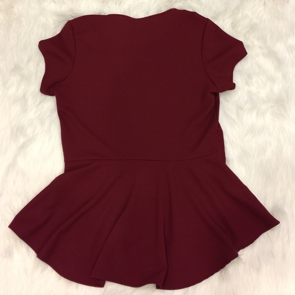 Wine color peplum high low blouse plus size 2x - Picture 4 of 4