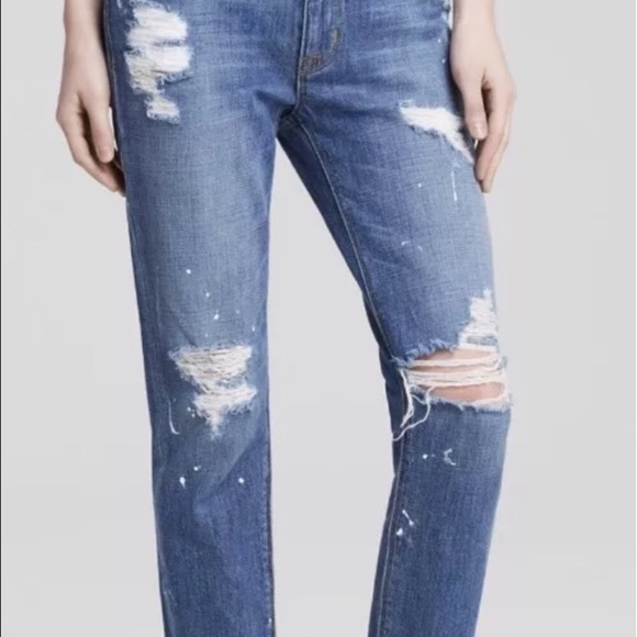 HUDSON DARK RIPPED JEANS SIZE 27 - Picture 1 of 3
