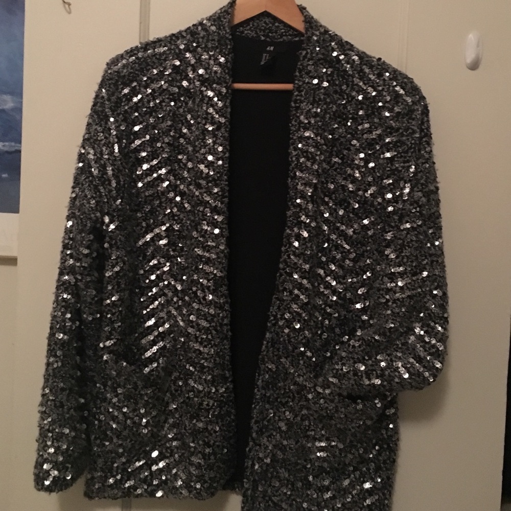 Beautiful black and silver sequin oversized jacket