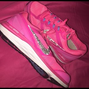 Pink nikes with crystal rhinestones