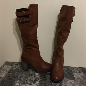Brown over knee boots