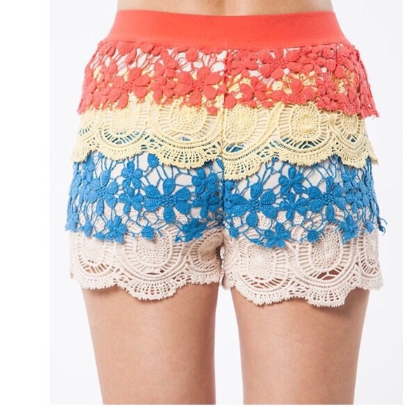 Umgee Crochet Shorts Colorful Skort Sizes S M L - Picture 2 of 6