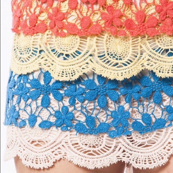 Umgee Crochet Shorts Colorful Skort Sizes S M L - Picture 5 of 6