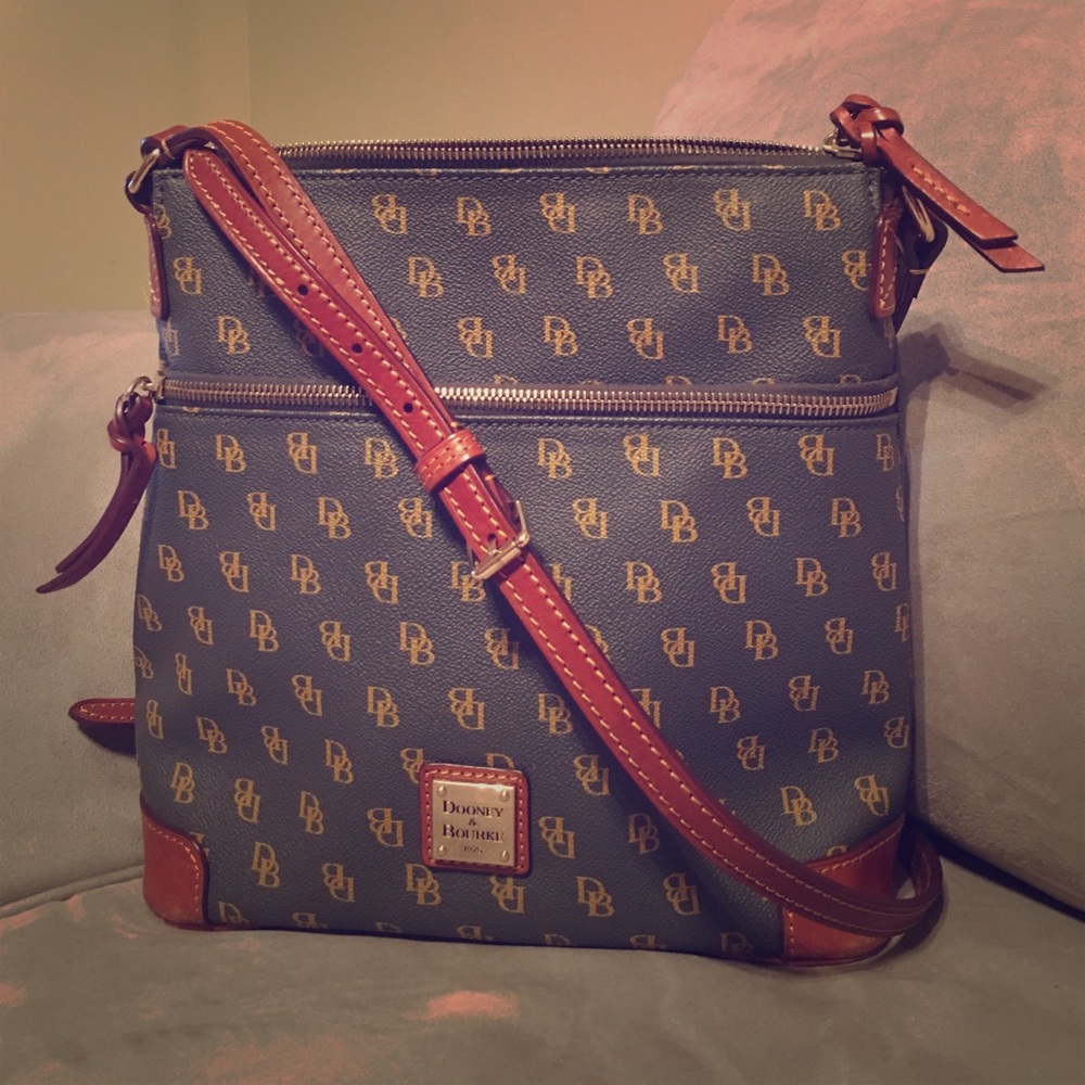 Gray & Tan Signature Dooney & Bourke Crossbody
