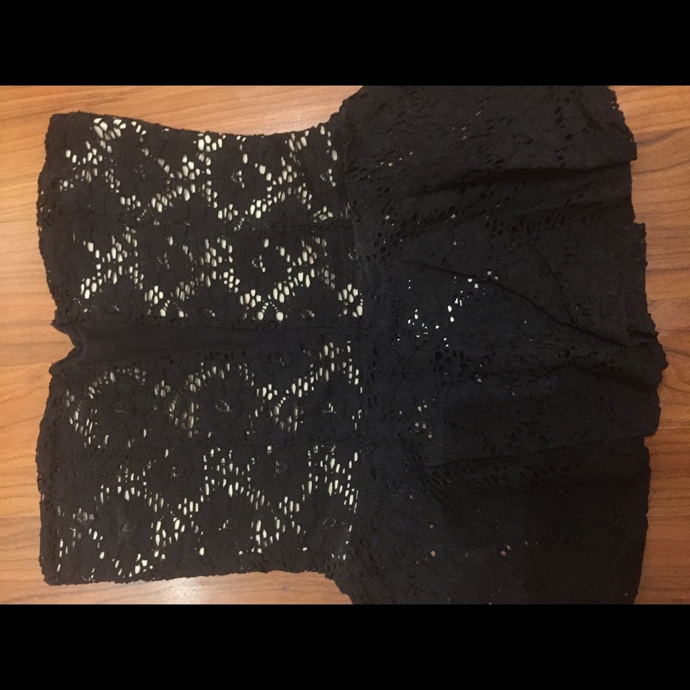 Black and Tan lace peplum top size small