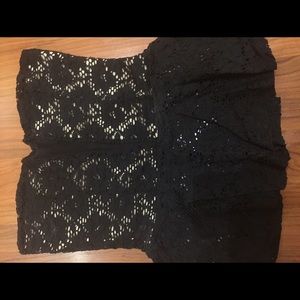 Black and Tan lace peplum top size small